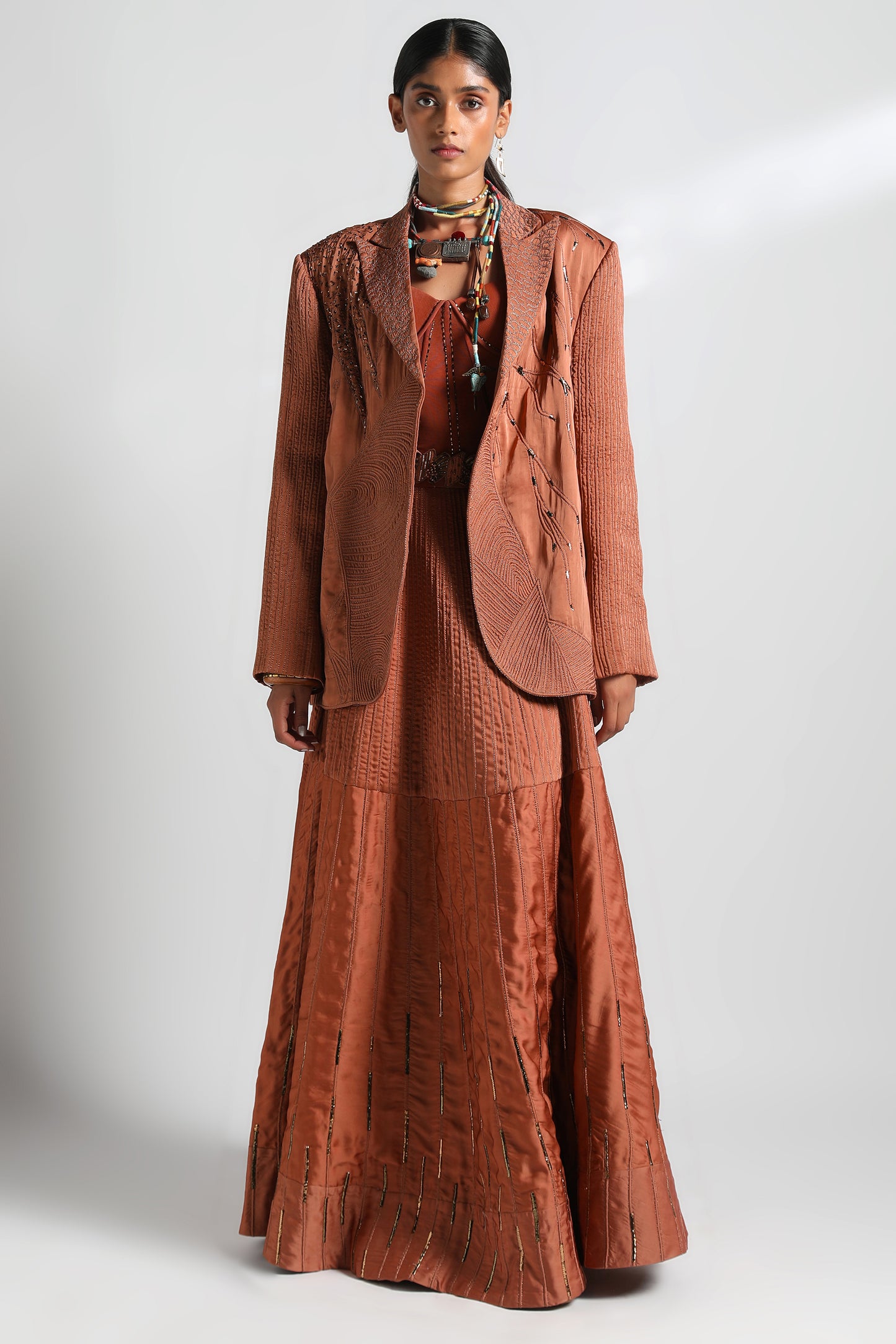 Jaisalmer Lehenga Set for women with Mukaish and dori work featuring a jacket and corset