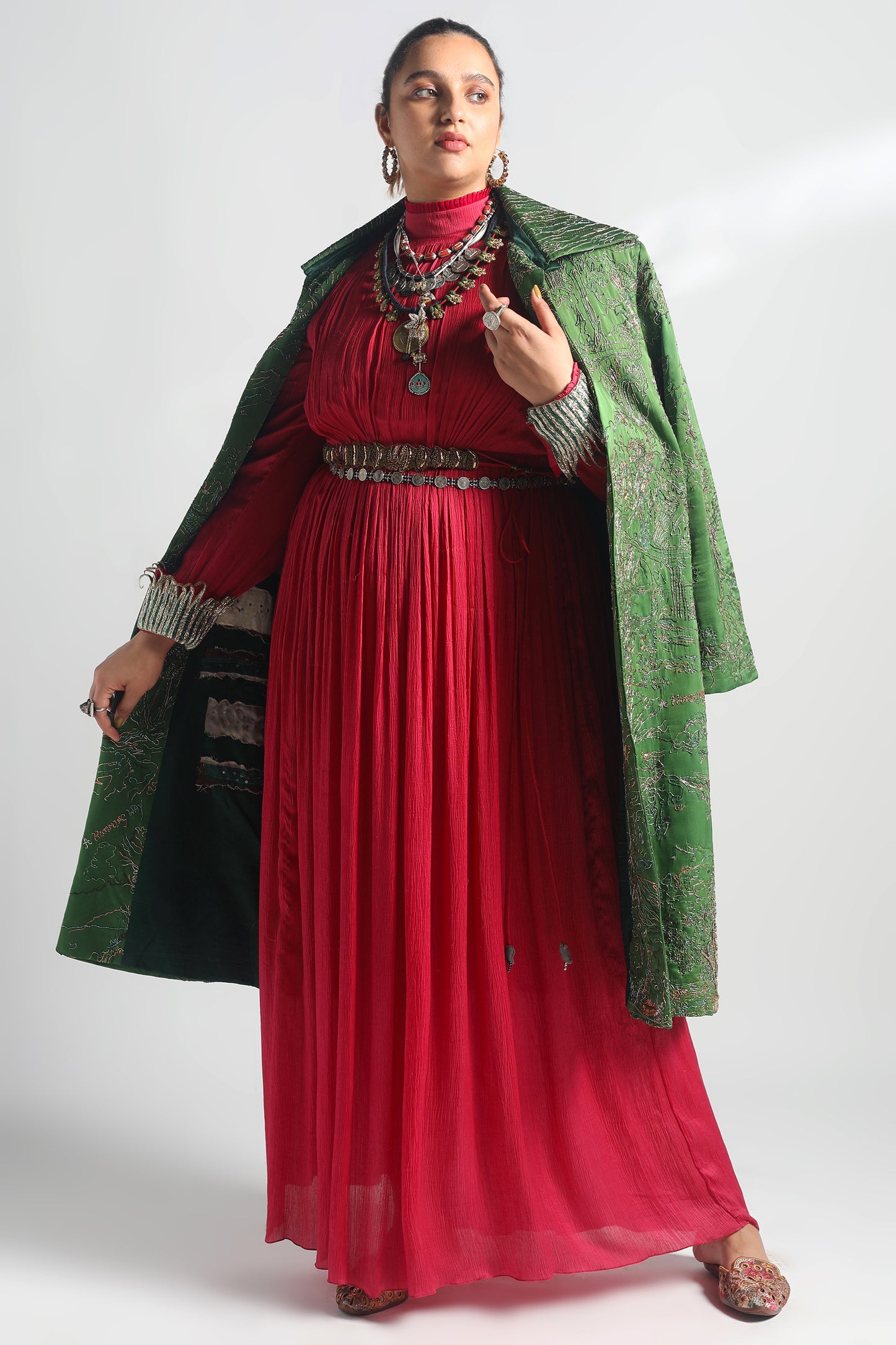 Valdivian Landscape Robe Coat and Rumi Pink Gown