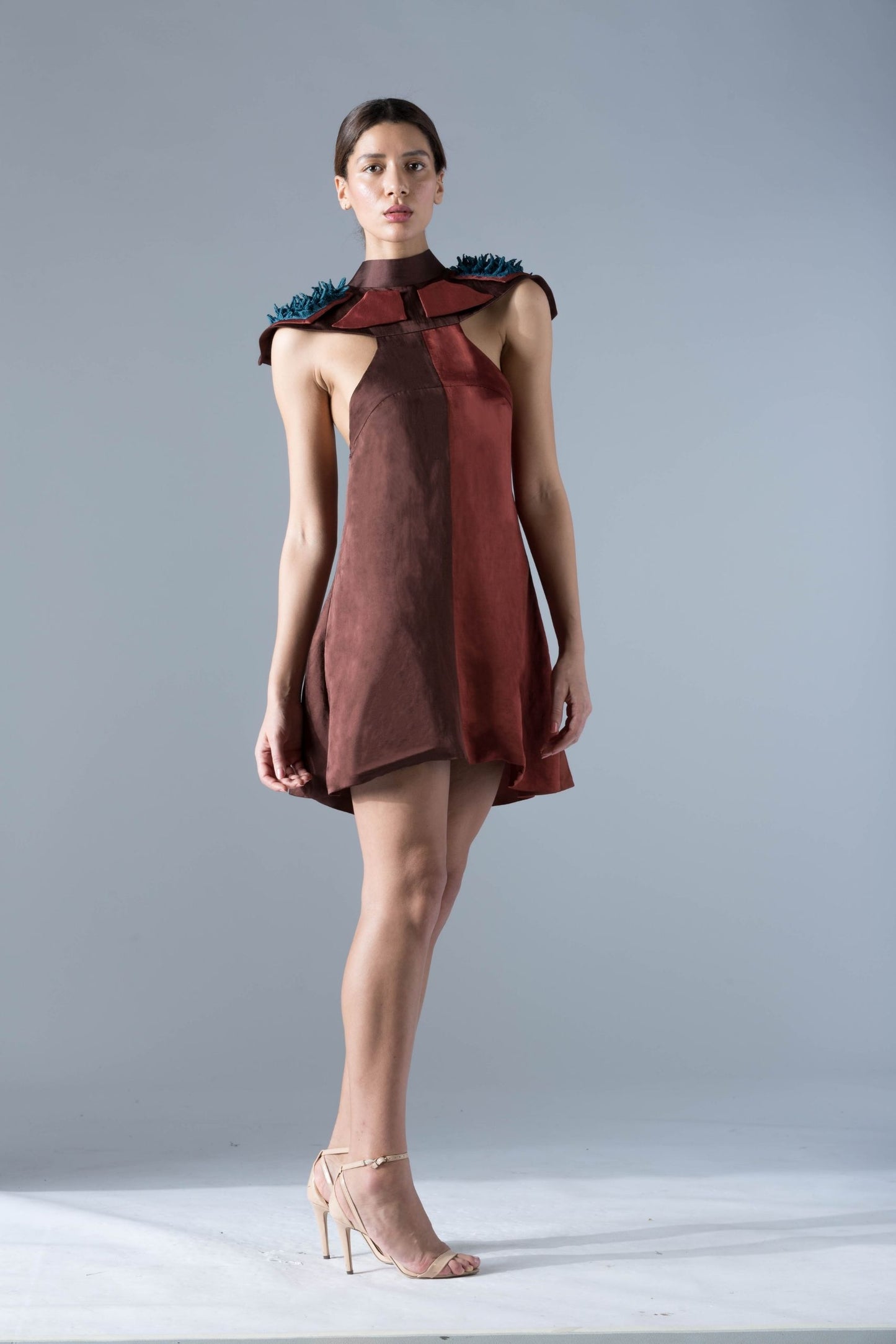 Stylish modern designer shoulder tent dress for women, showcasing luxury style and bold design details for a chic, modest look