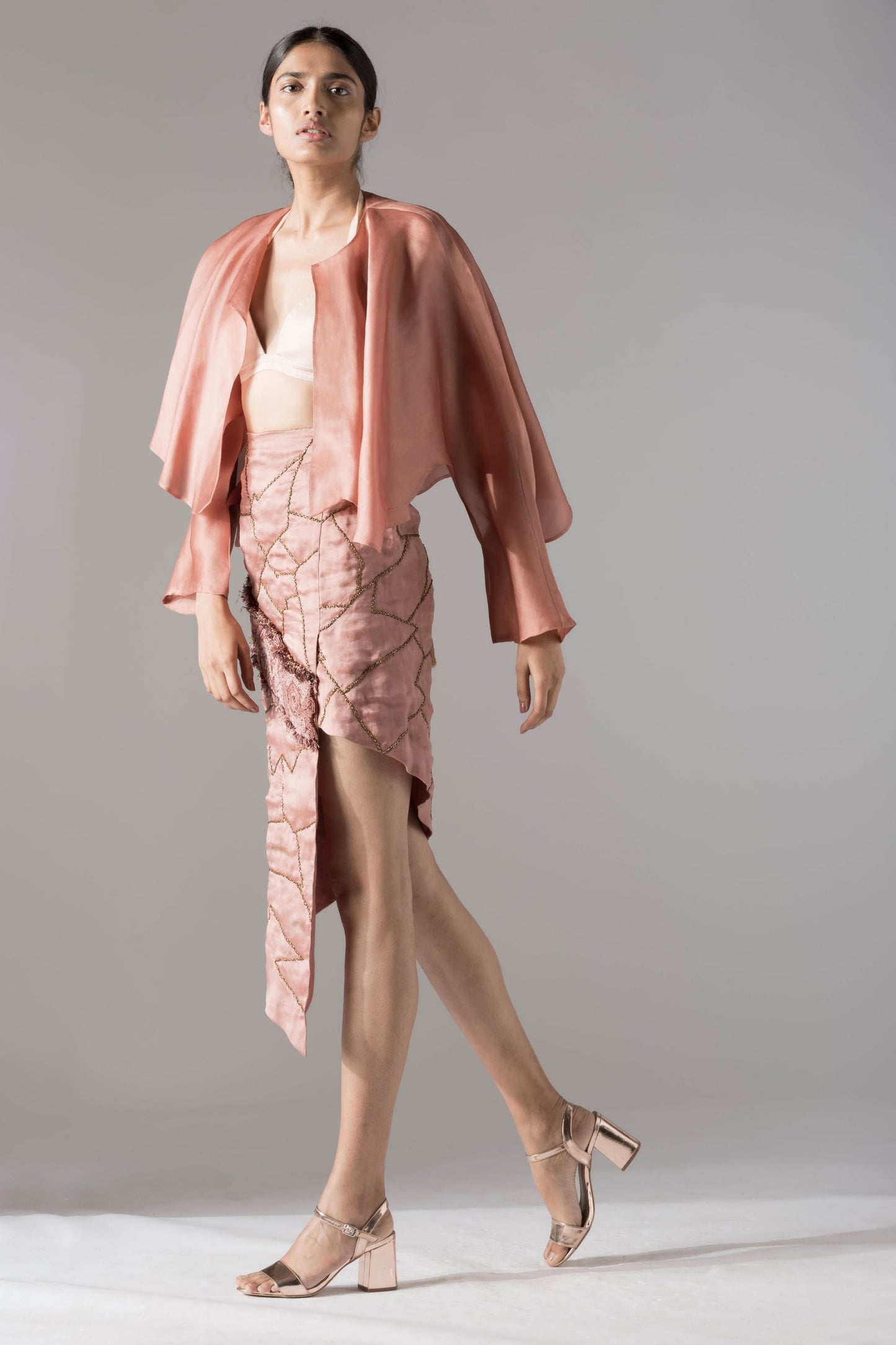 Maze Scrawled designer skirt and jacket set with hand embroidery and a fit & flare silhouette, perfect for modern fashion