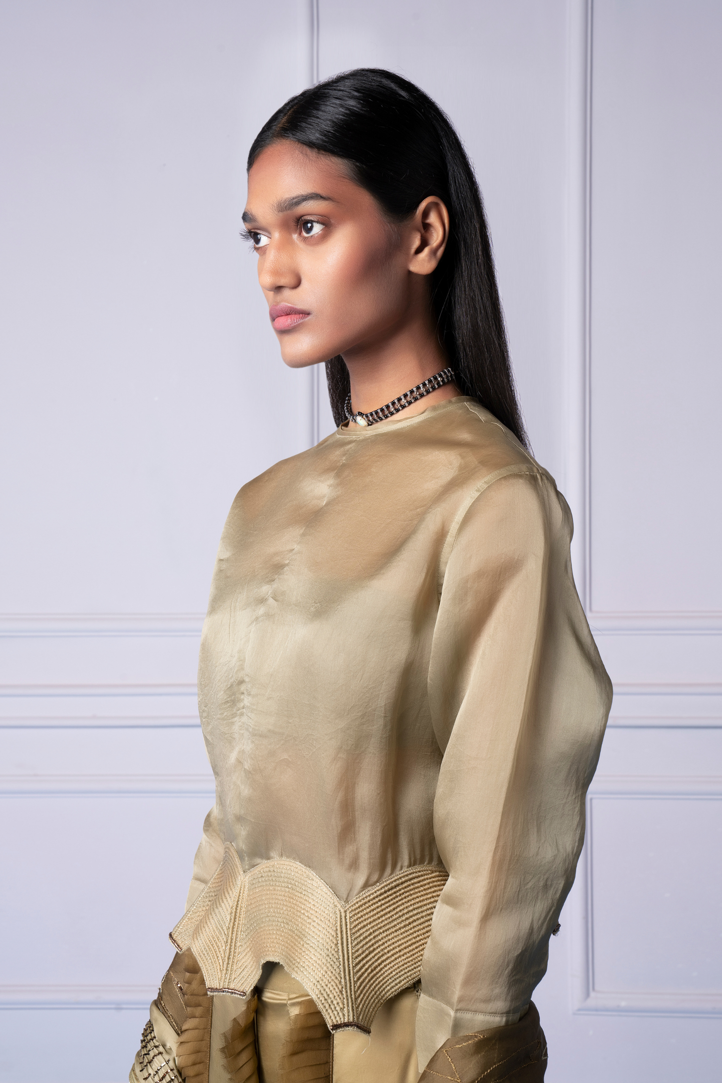 Dune lehenga set for women featuring hand-embroidered top