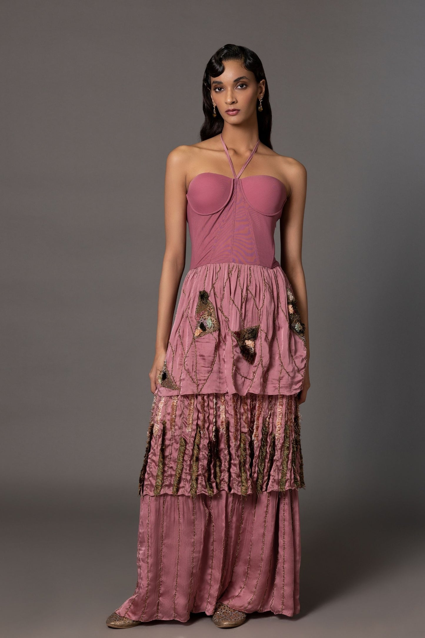 Dusty Pink Corset Gown with Corset Bodice - Luxury Gown for Women