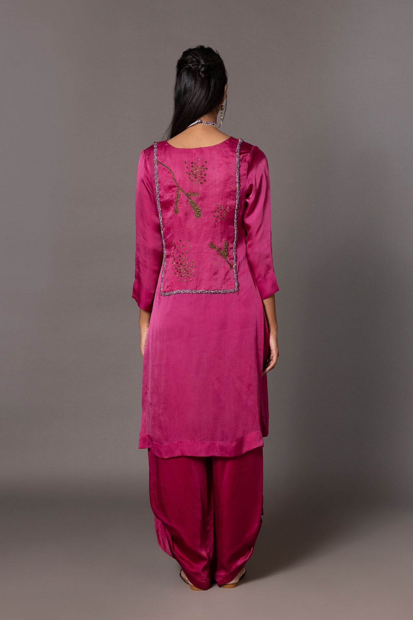 Back View of Iris Bird Kurta Set for Women - Stylish Design with Embroidered Details