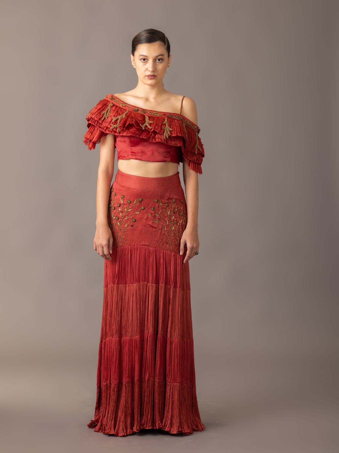 Designer Gill Fungi Blouse and Thar Skirt set - Modern and chic party wear for women