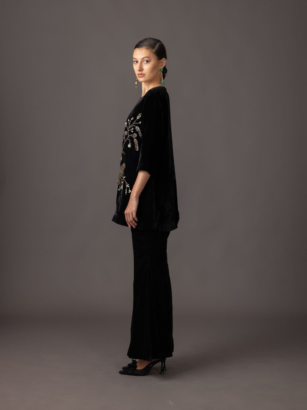 Humming Bird Velvet Kurta Set - Designer Ethnic Wear for Parties and Special Occasions