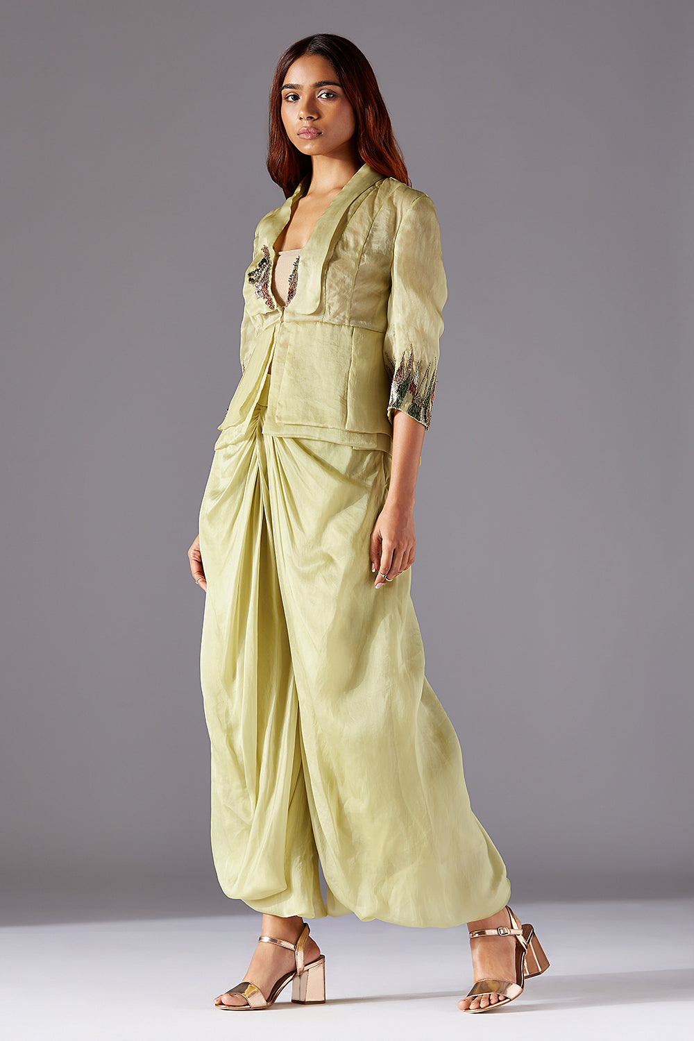 Jacobean Handwork on the Stylish Embroidered Victorian Jacket for Women - Artistic and Luxurious Design