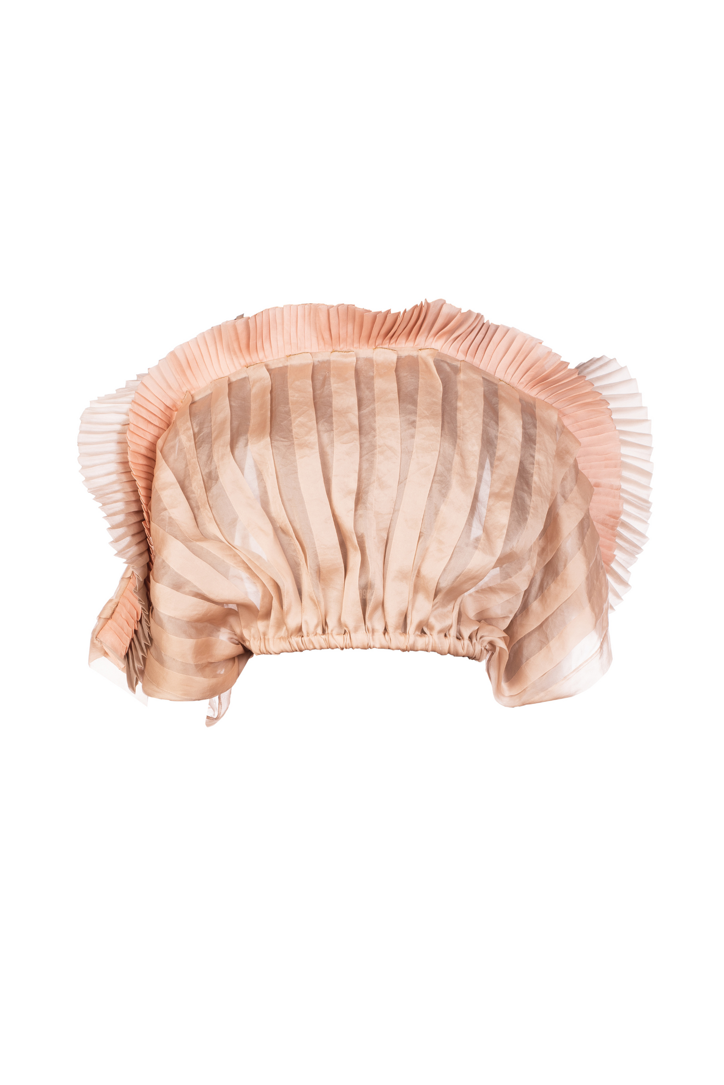 Stylish Mushroom top for women with handmade pleats and boat neck, showcasing a modern designer look