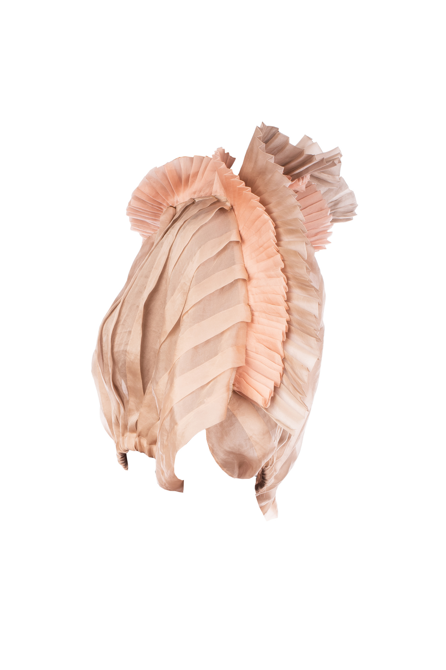 Side view of the Mushroom designer top for women, highlighting its elegant pleats and boat neck