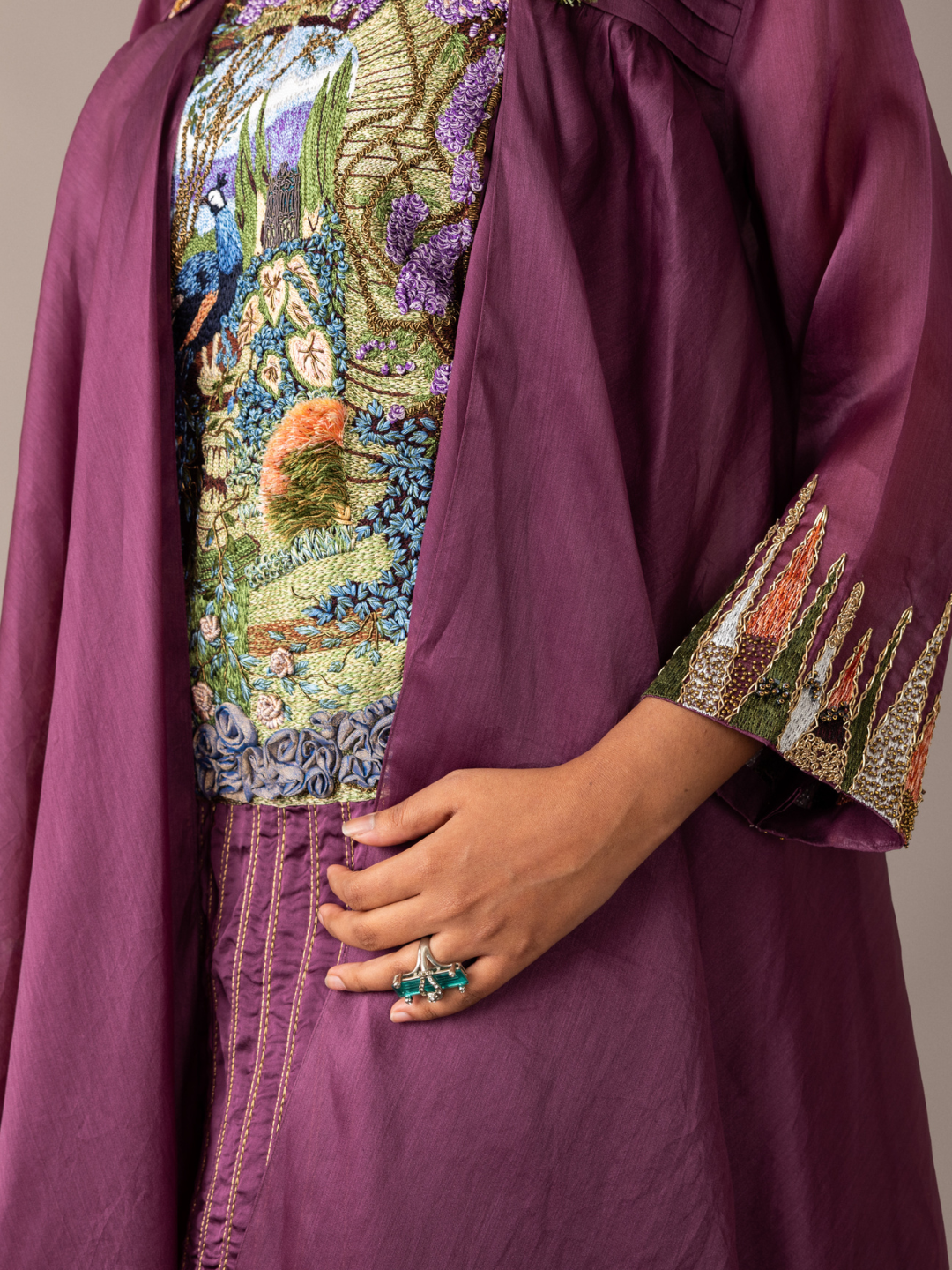 Luxury Wine Hamada Kurta Set for women - Perfect blend of style and comfort for festive celebrations.