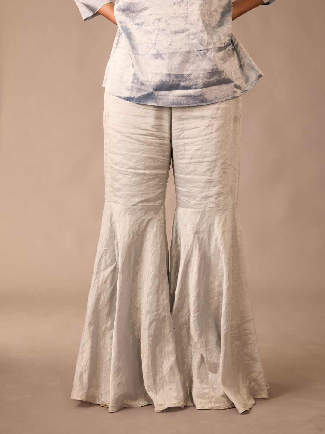 Elegant Sharara with Peacock Metallic Tissue Kurta Set - Designer Ethnic Outfit