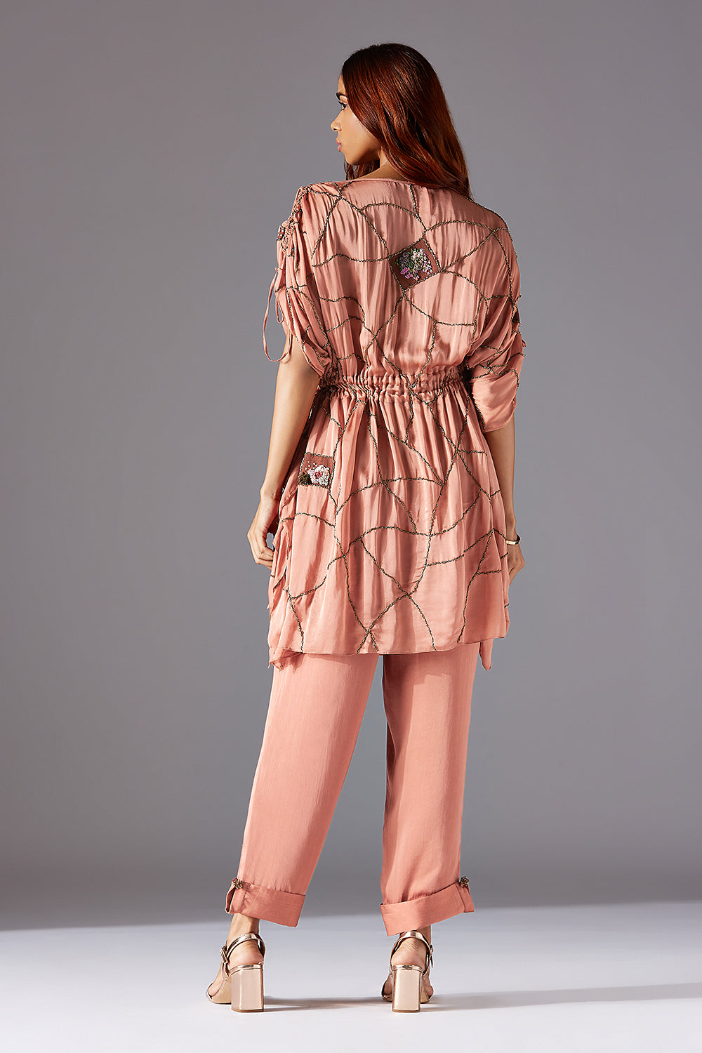 Back View of Barberry Kaftan Dress with Regular Pants - Stylish and Comfortable Women's Wear