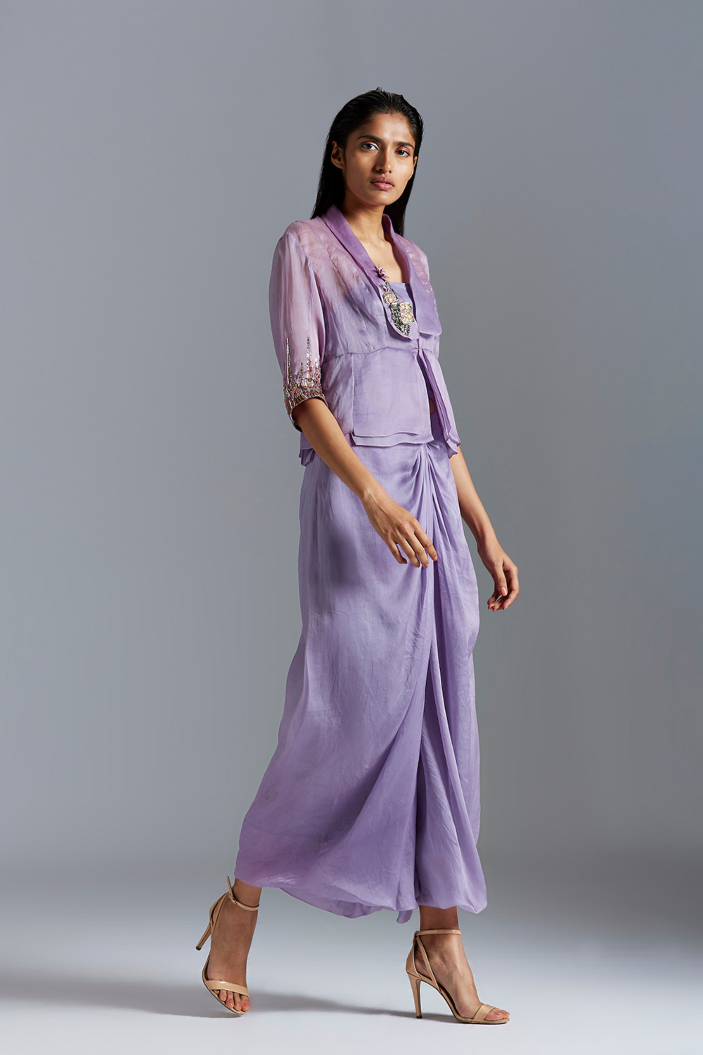 Dhoti pants and top set for women with handmade mukaish embroidery, perfect for an elegant and timeless look
