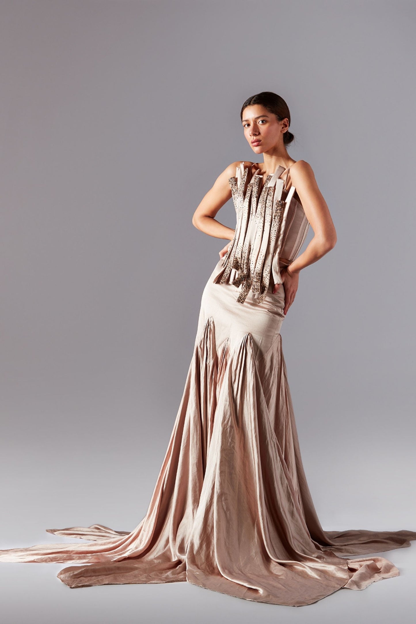 Stunning bouquet corset with trail skirt, a stylish party wear skirt and top set for women, perfect for elevating your party style