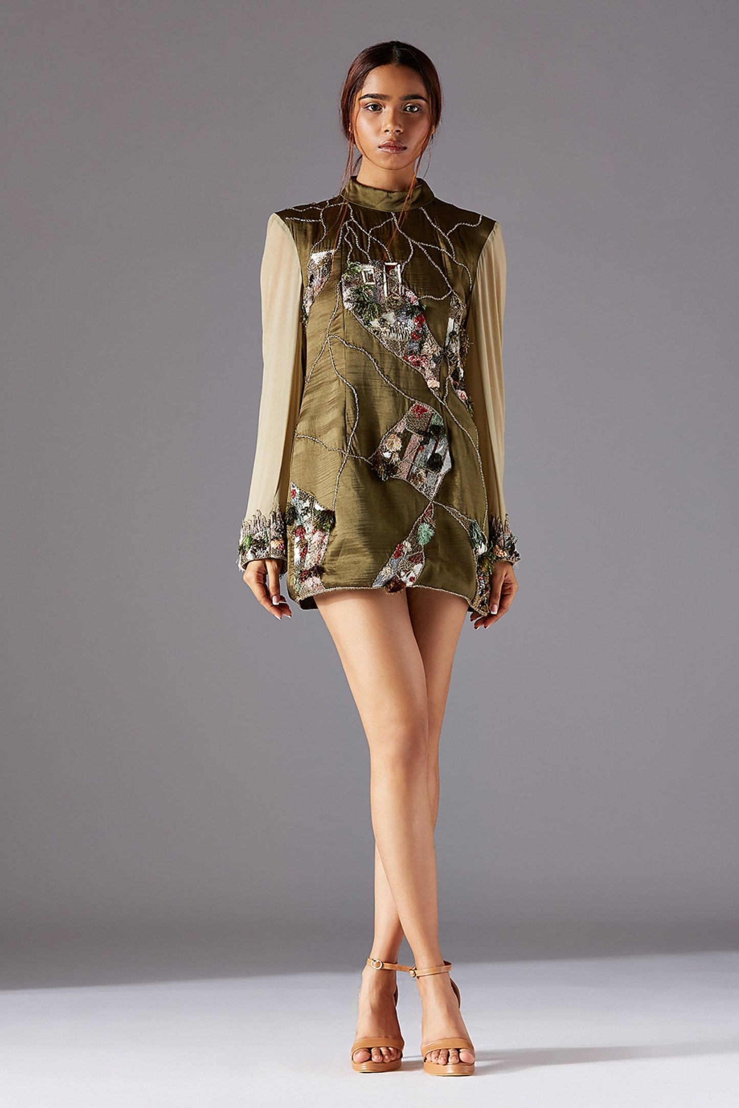 High Neck Embroidered Tunic and Designer Dress for Women