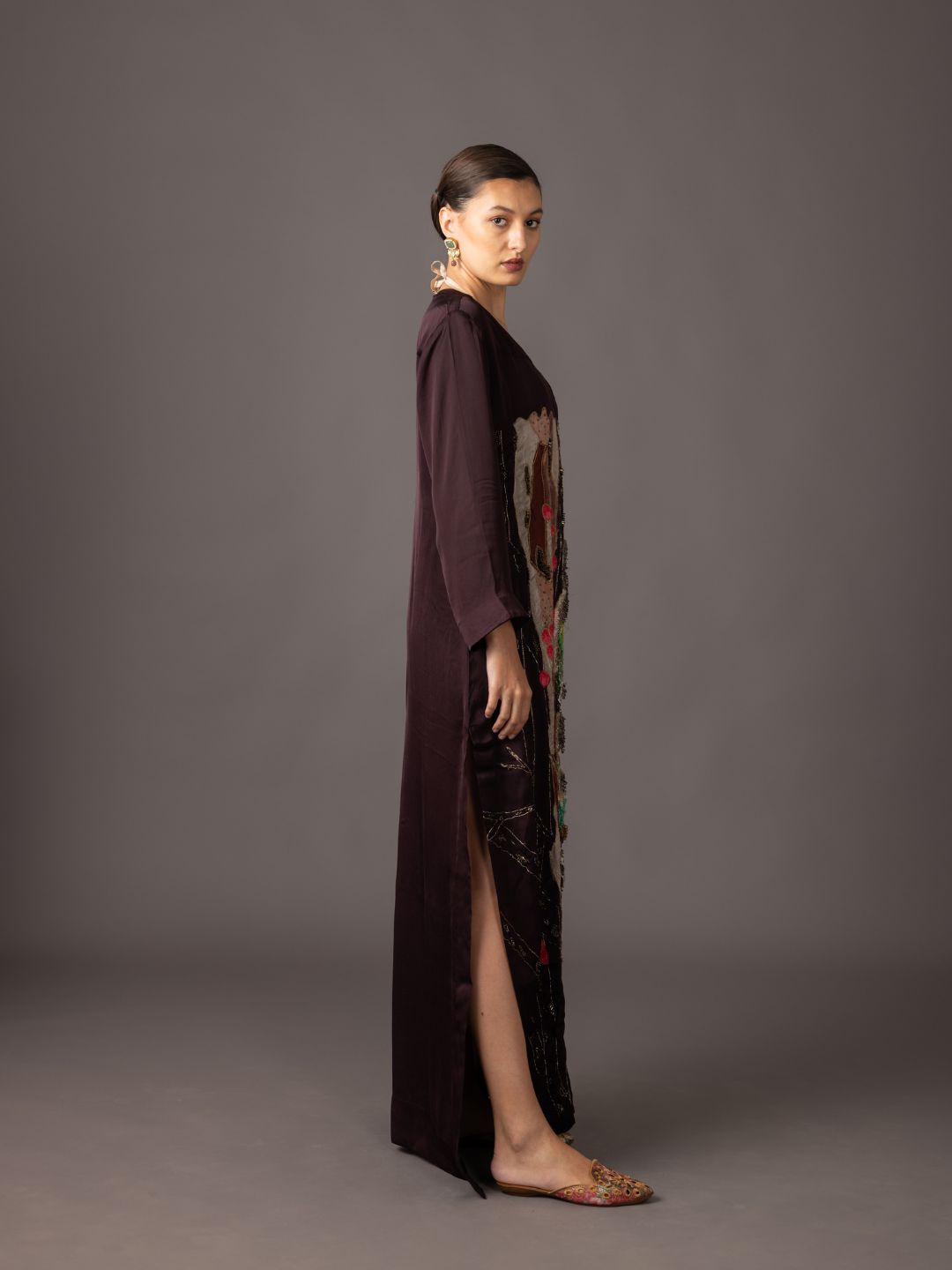 Exclusive Humming Bird Kaftan - Couture designer piece with handmade zardosi and embroidery for women