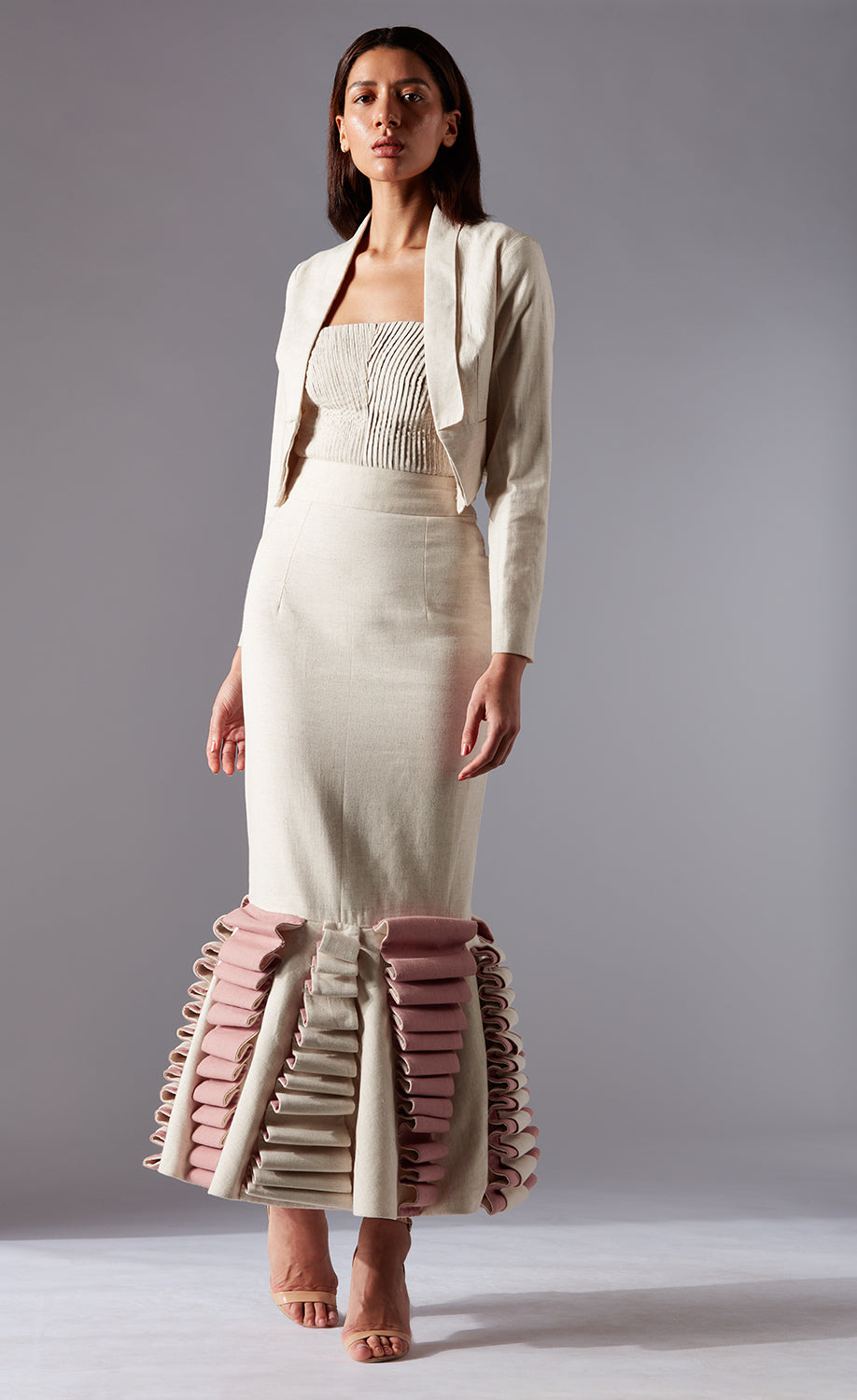 Full view of the Lamp Chime Skirt, highlighting couture design and elegant silhouette