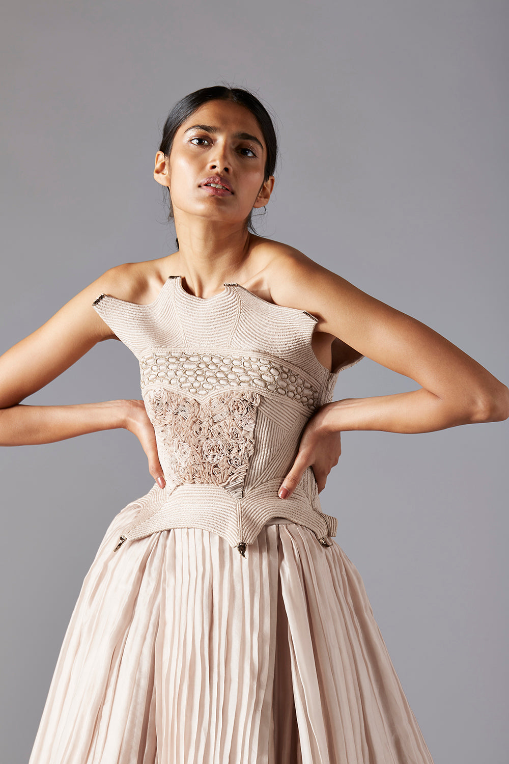 Frog Corset Top with Pleated Ballroom Skirt