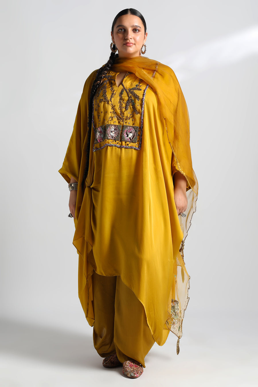 Elysian Jubba Kurta & Draped Dhoti With Paro Duppatta