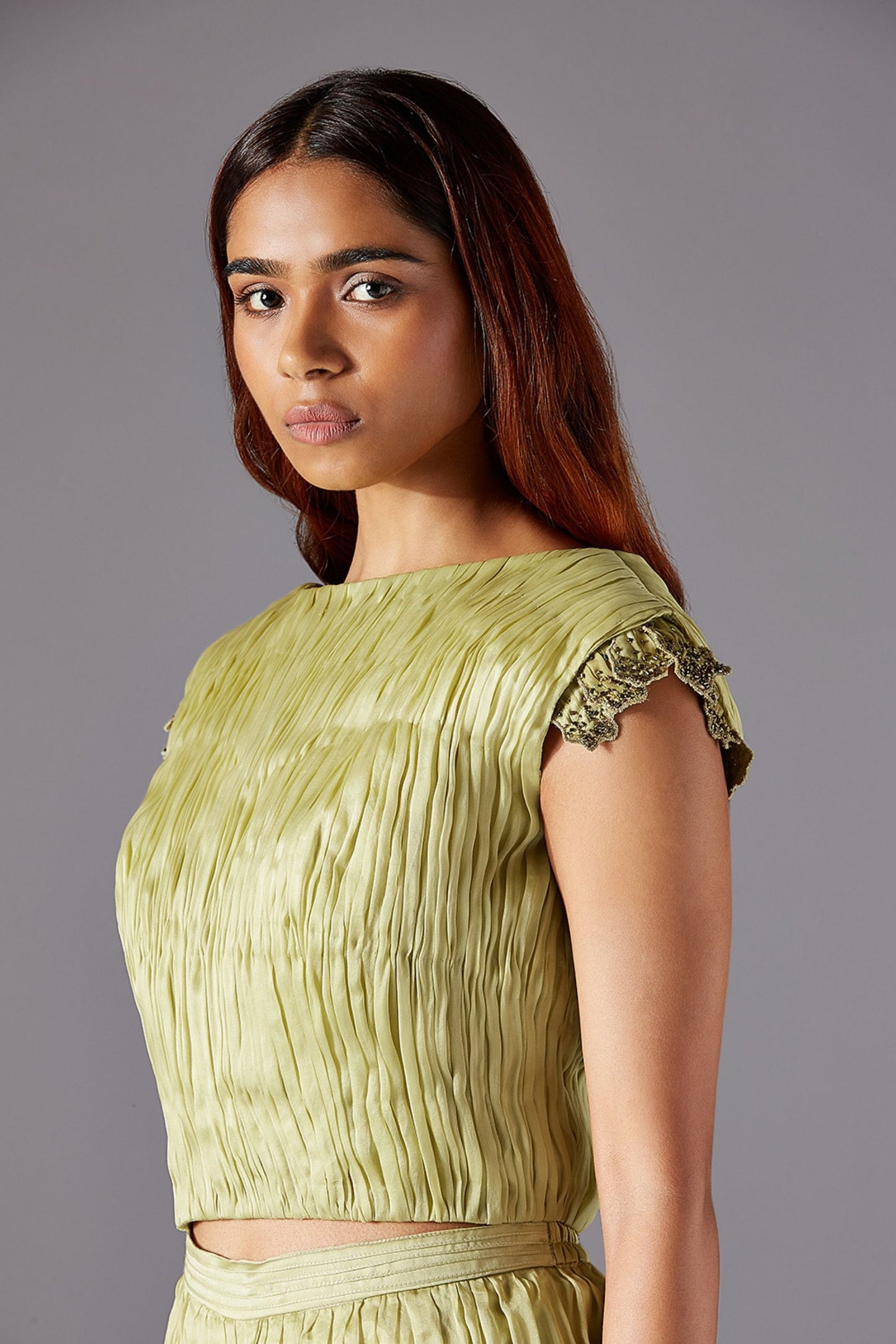 Machair Ruching Top with Machair Ruching Pants and Machair Dupatta