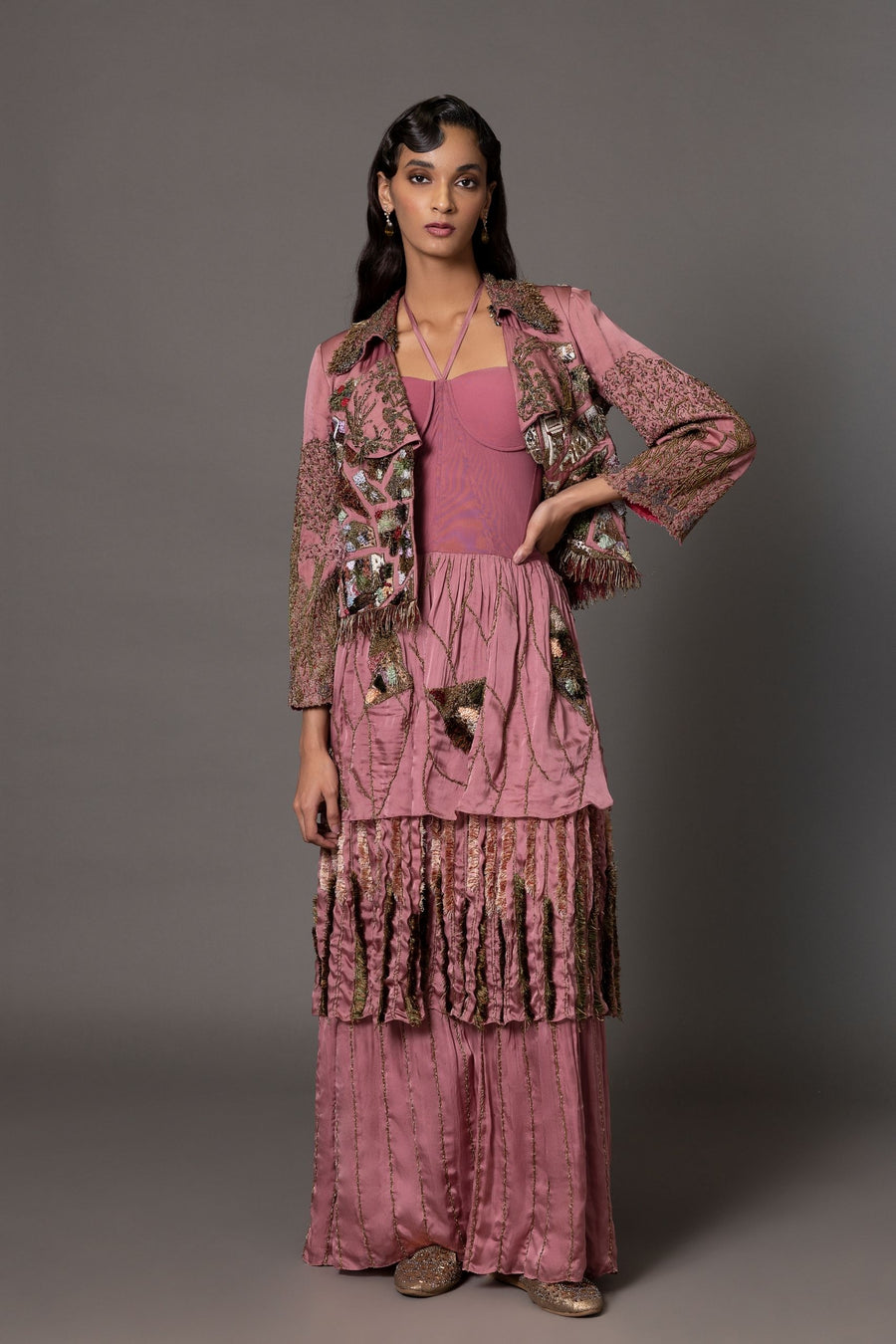 Dusty Pink Earth Jacket With Earth Gown