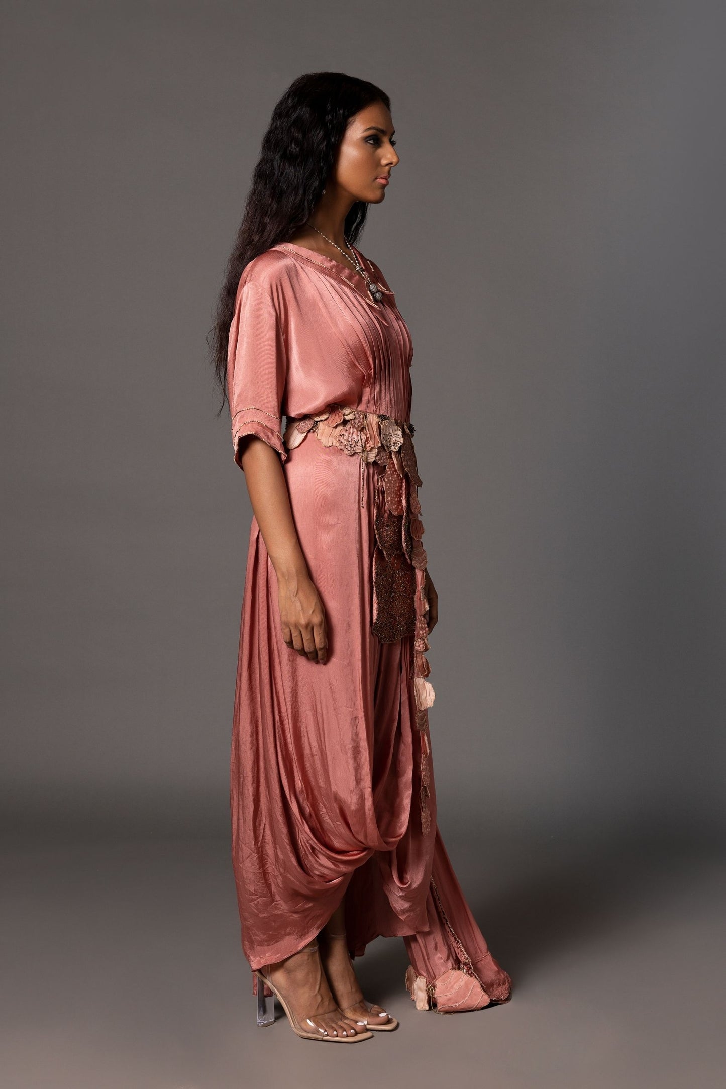 Desert Rose Kaftan Sari Drape And Desert Rose Belt