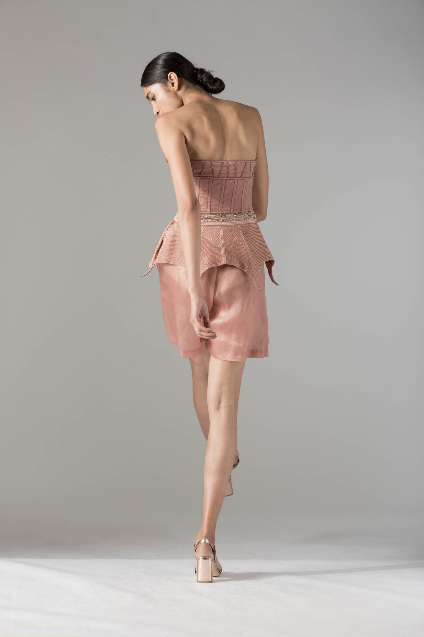 Back view of the Maze Scrawled top and Bermuda shorts set, highlighting the unique design and fit