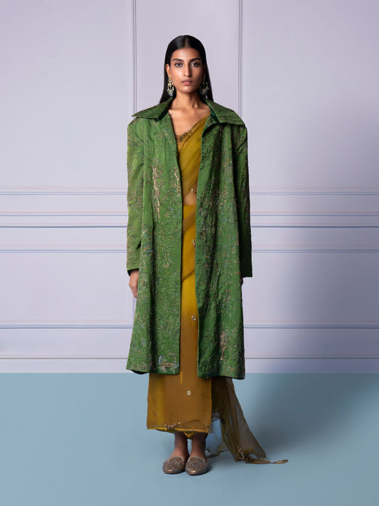 Valdivian Landscape Robe Coat With Paro Sari