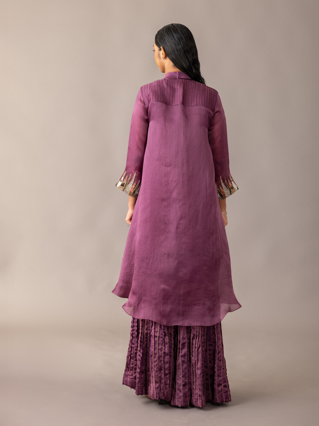 Wine Hamada Kurta Set