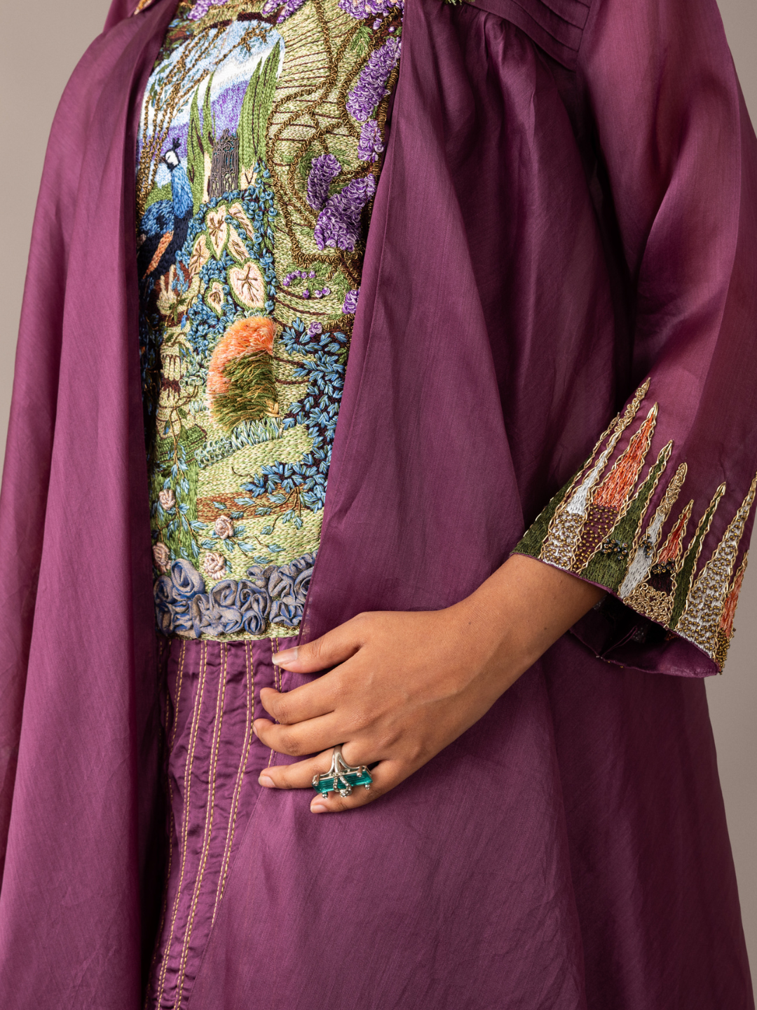 Wine Hamada Kurta Set