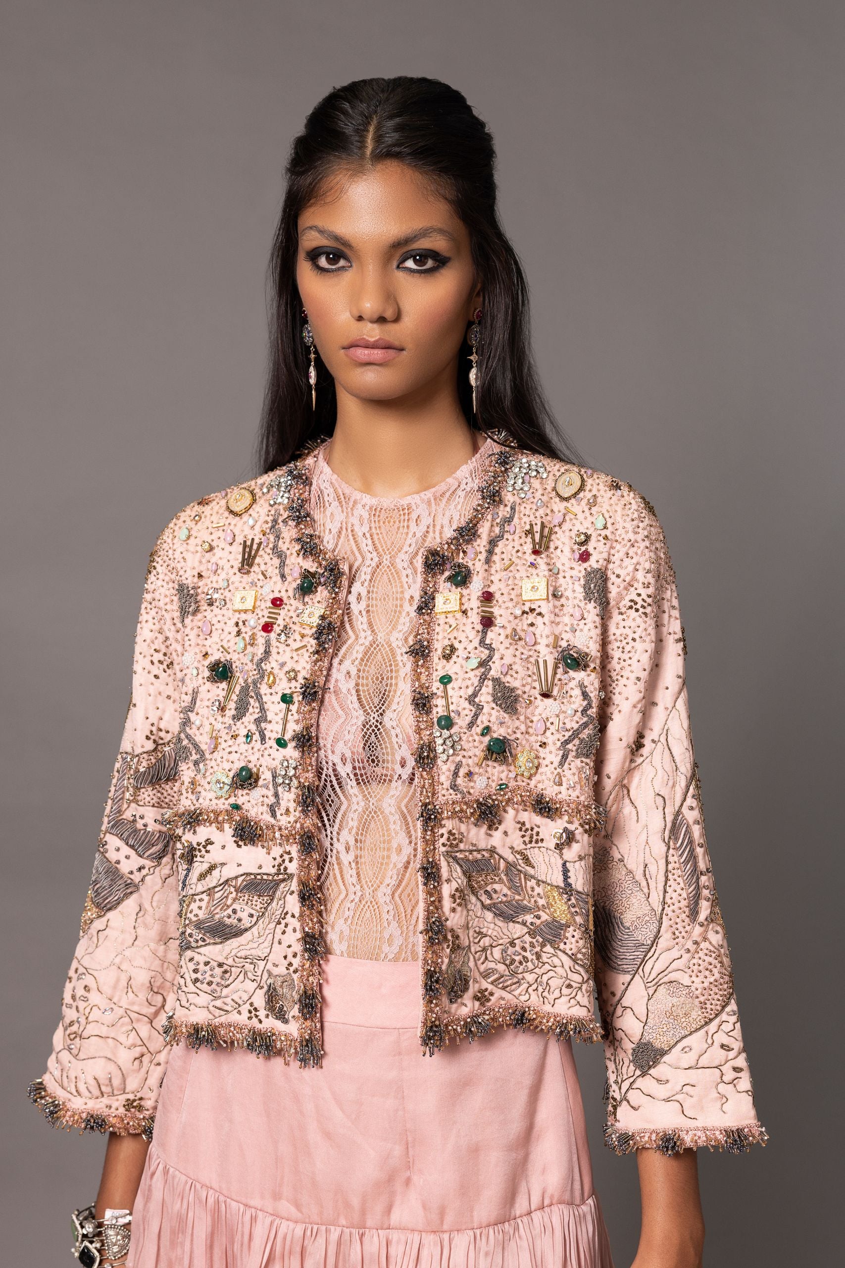 Sang-E-Sitara Pink Jacket – A Humming Way