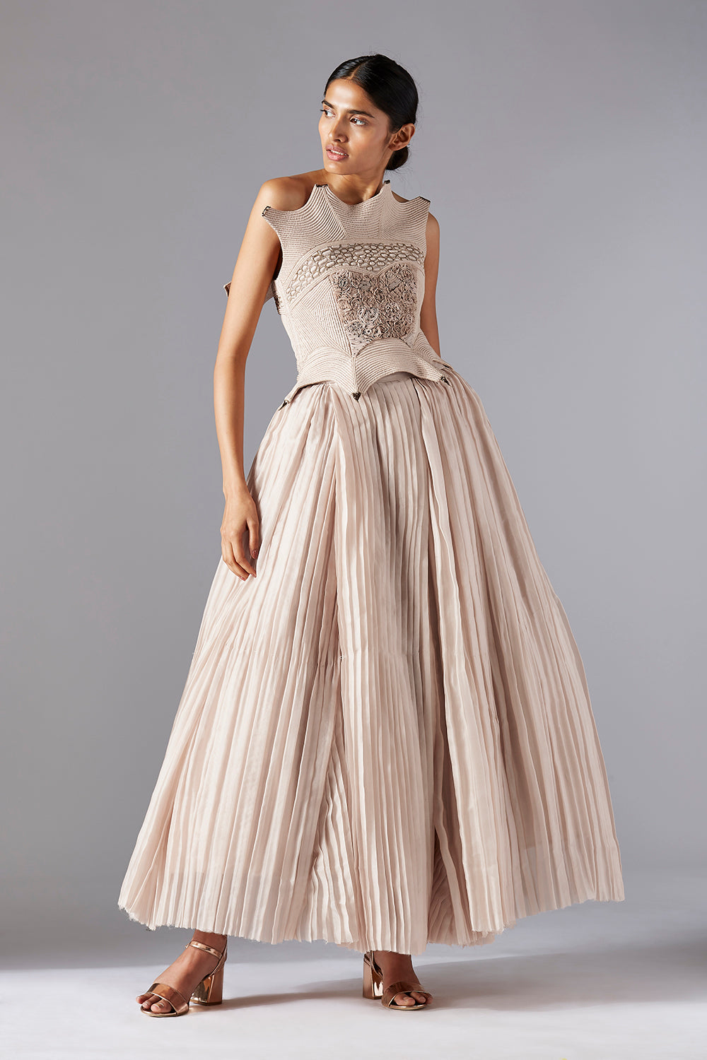 Frog Corset Top with Pleated Ballroom Skirt