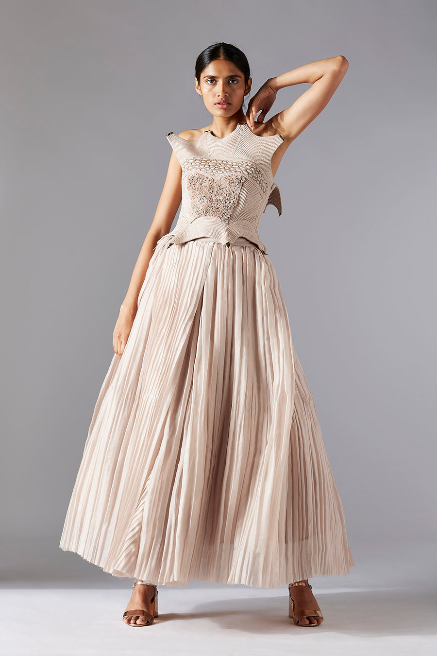 Frog Corset Top with Pleated Ballroom Skirt