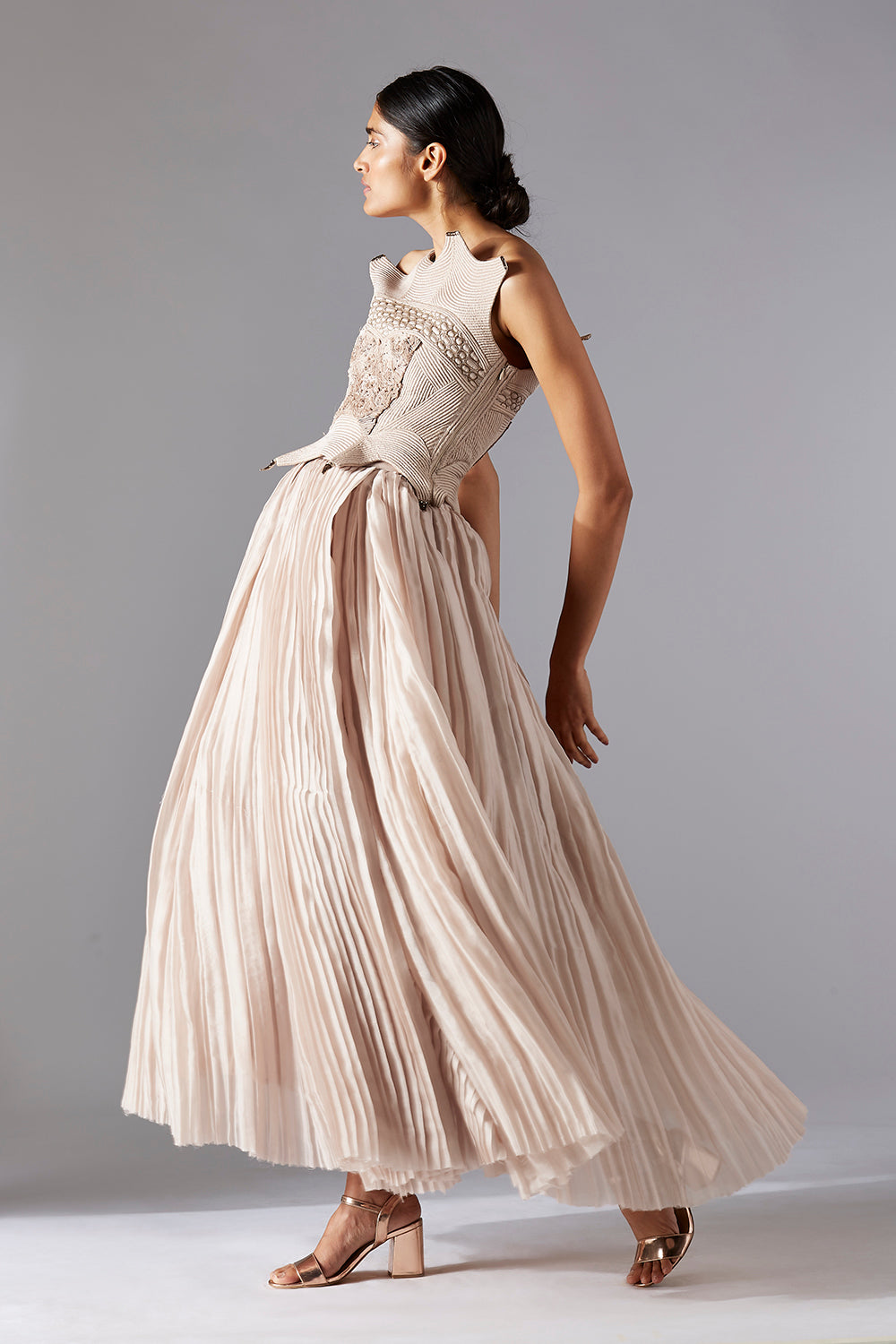 Frog Corset Top with Pleated Ballroom Skirt