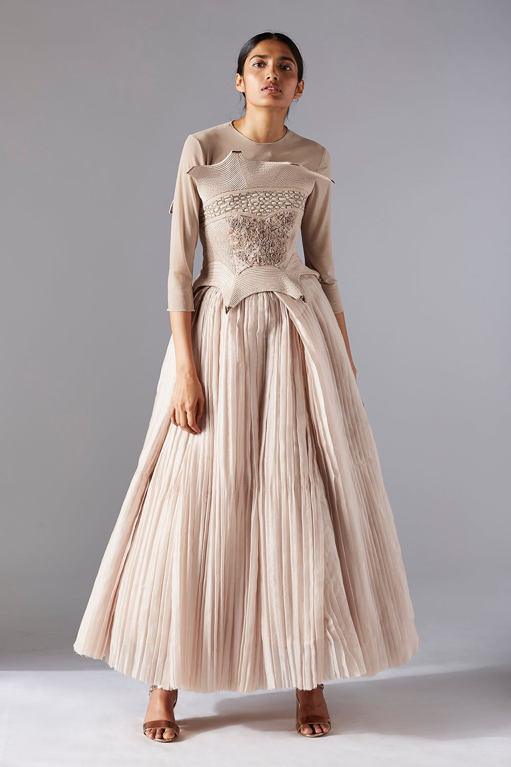 Frog Corset Top with Pleated Ballroom Skirt