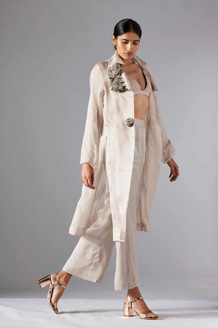 Carpet Jacket With Organza Pants