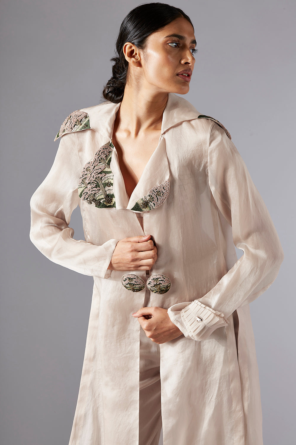Carpet Jacket With Organza Pants