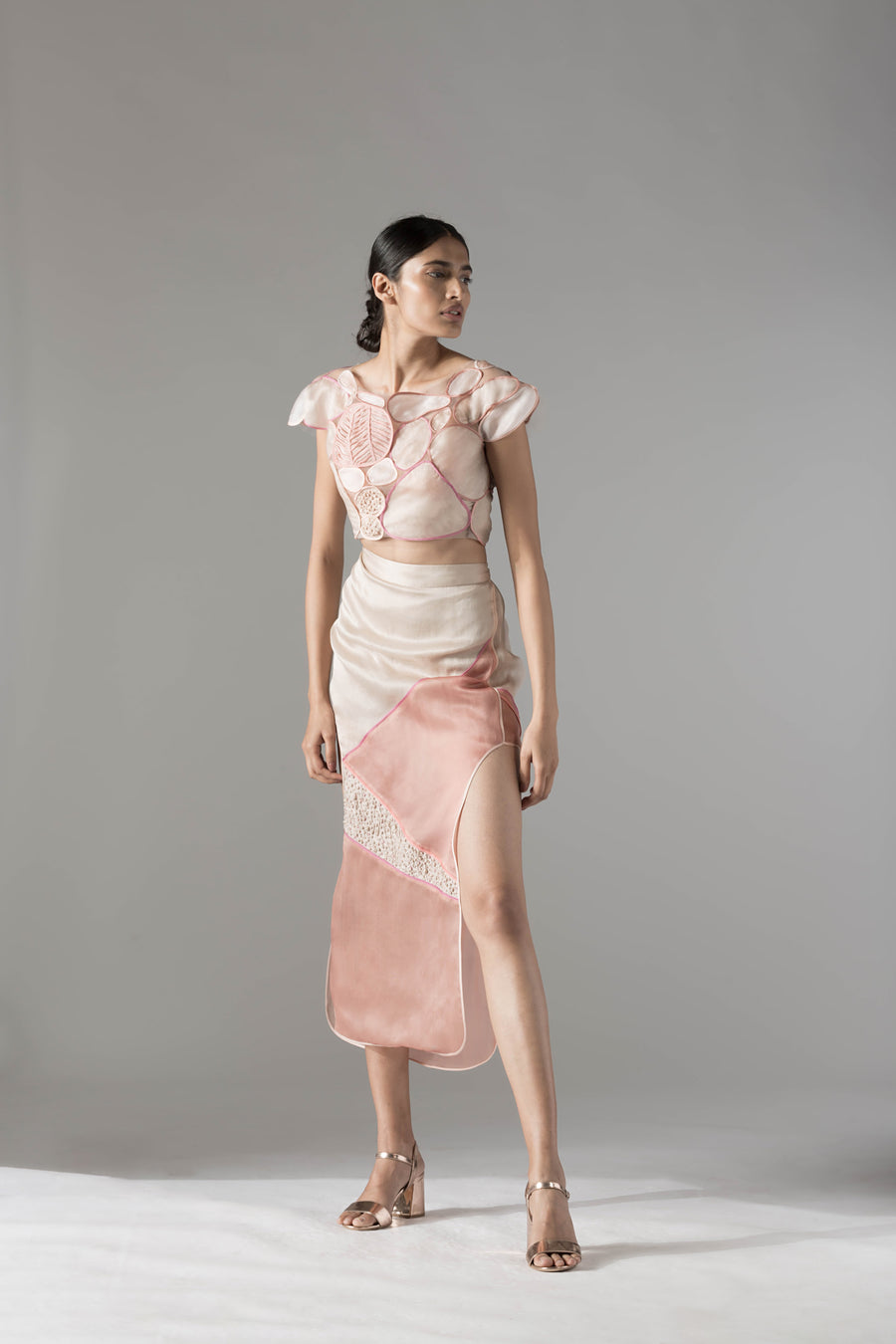 Stone Top & Panelled Peck Skirt