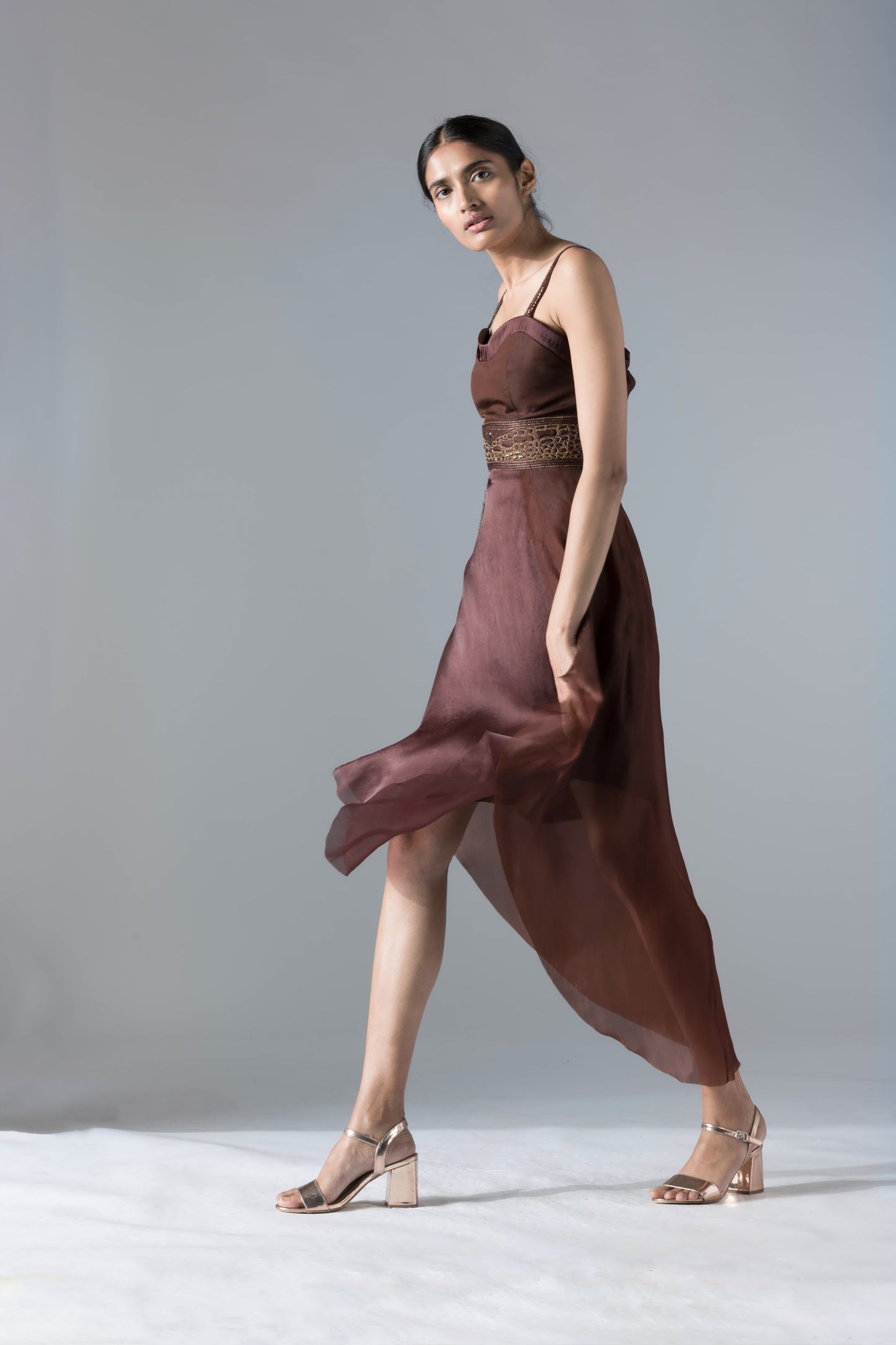 Flared Corset Tea Length Dress