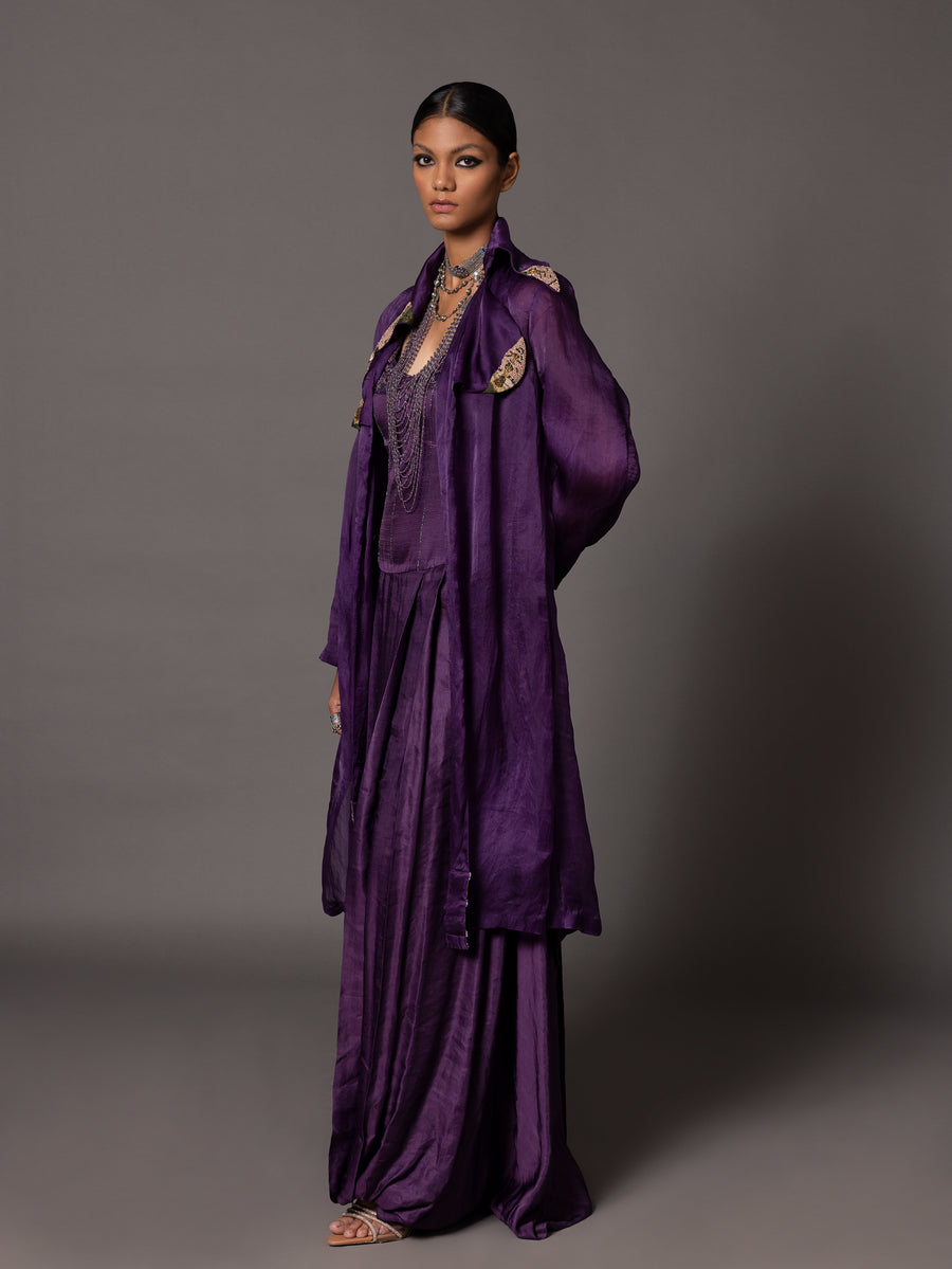 Purple Carpet Jacket And Corset Gown
