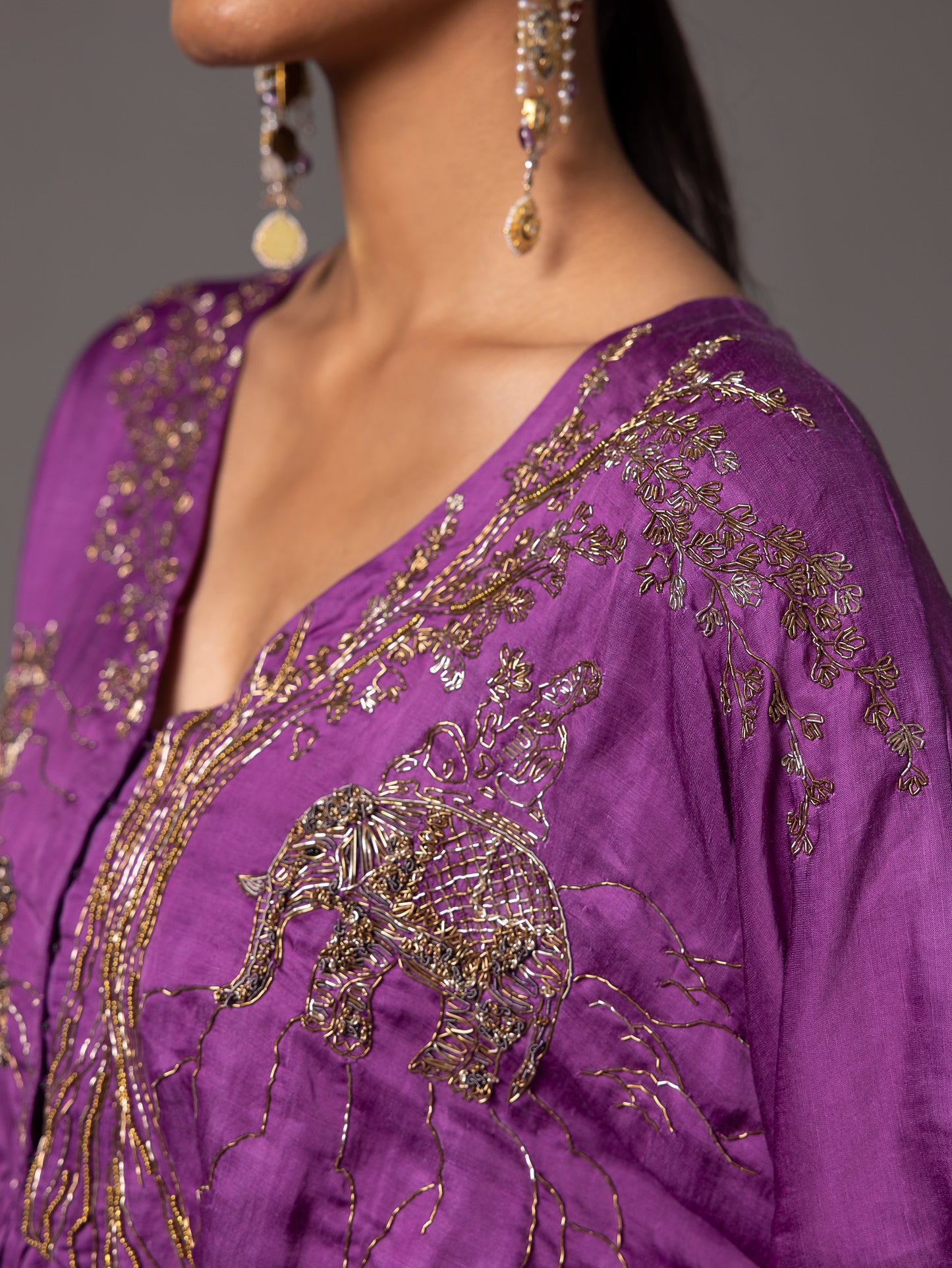 Shikhar Baugh Purple Kimono Set