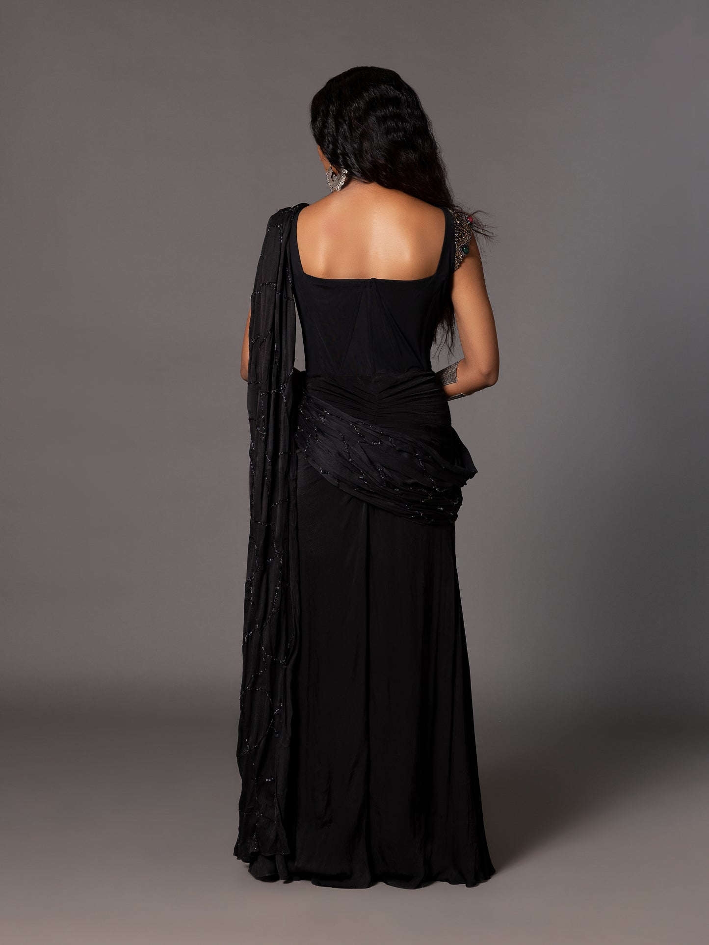 Kalbeliya Black Corset Sari With Belt